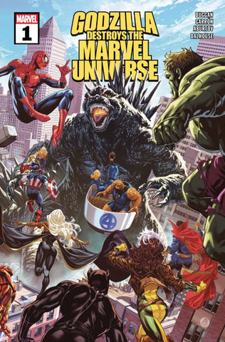 GODZILLA DESTROYS MARVEL UNIVERSE #1 : Mark Brooks Wraparound Cover A   (2025)